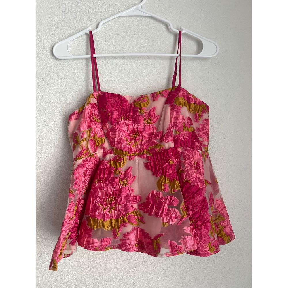 English Factory Floral Peplum Top Sweetheart Neckline Party Blouse Size S